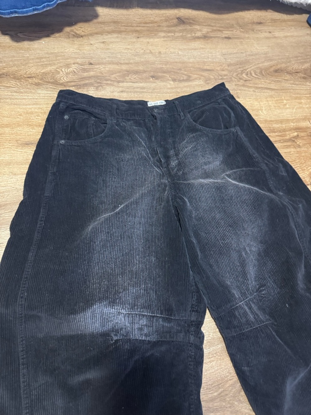 Free People We The Free Good Luck Mid-Rise Cord Black Corduroy Barrel Jeans Sz32 - Picture 5 of 10
